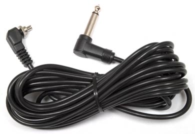 Screwlock PC to Right Angle 1&frasl;4" (6.3mm) Phone Plug &mdash; 5 Meter (16 Feet) Straight Flash Sync Cord