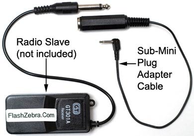 Sunpak 383 (and other flash units) to Inexpensive Radio Slave with 1&frasl;4" Phone Plug Adapter Cable