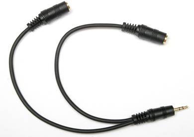 Splitter &ndash; 1 Male &ndash; 2 Female &ndash; stereo (3 conductor&ndash;TRS) SubMiniPhone (2.5mm &ndash; 3 &frasl; 32")