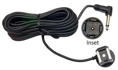 Camera Hotshoe Adapter with 5 Meter Cord and 1&nbsp;&frasl;&nbsp;4 inch Phone Plug Sync Connector